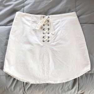 White Corduroy Mini Skirt